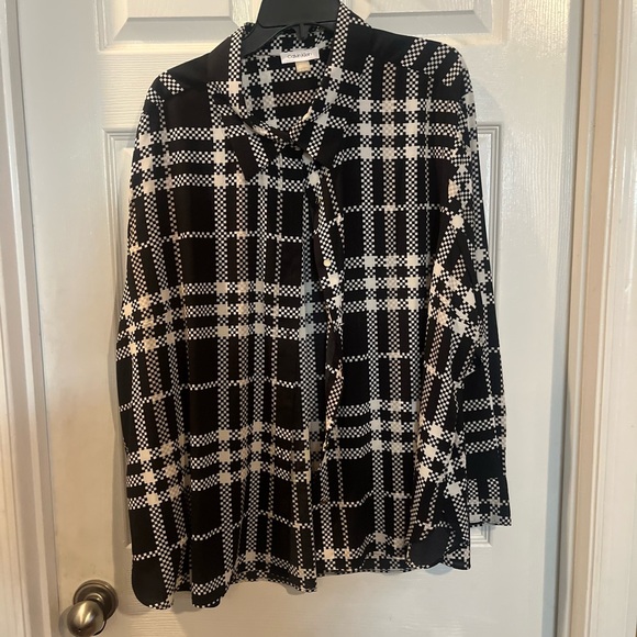 Calvin Black and White Plaid Women's Top - Picture 1 of 6